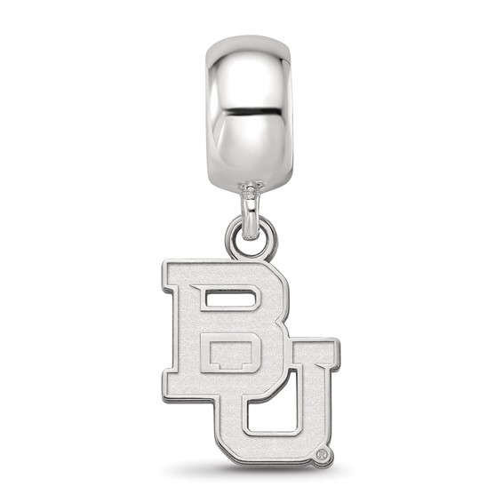 Sterling Silver Rhodium-plated LogoArt Baylor University Bears Small Dangle Bead Charm