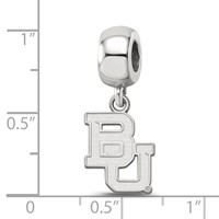 Sterling Silver Rhodium-plated LogoArt Baylor University Bears Small Dangle Bead Charm view 4