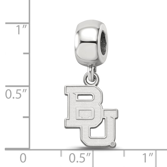 Sterling Silver Rhodium-plated LogoArt Baylor University Bears Small Dangle Bead Charm