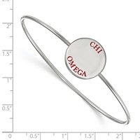 Sterling Silver Rh-plated LogoArt Chi Omega Enameled Slip-on Bangle view 2