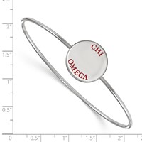 Sterling Silver Rh-plated LogoArt Chi Omega Enameled Slip-on Bangle view 3