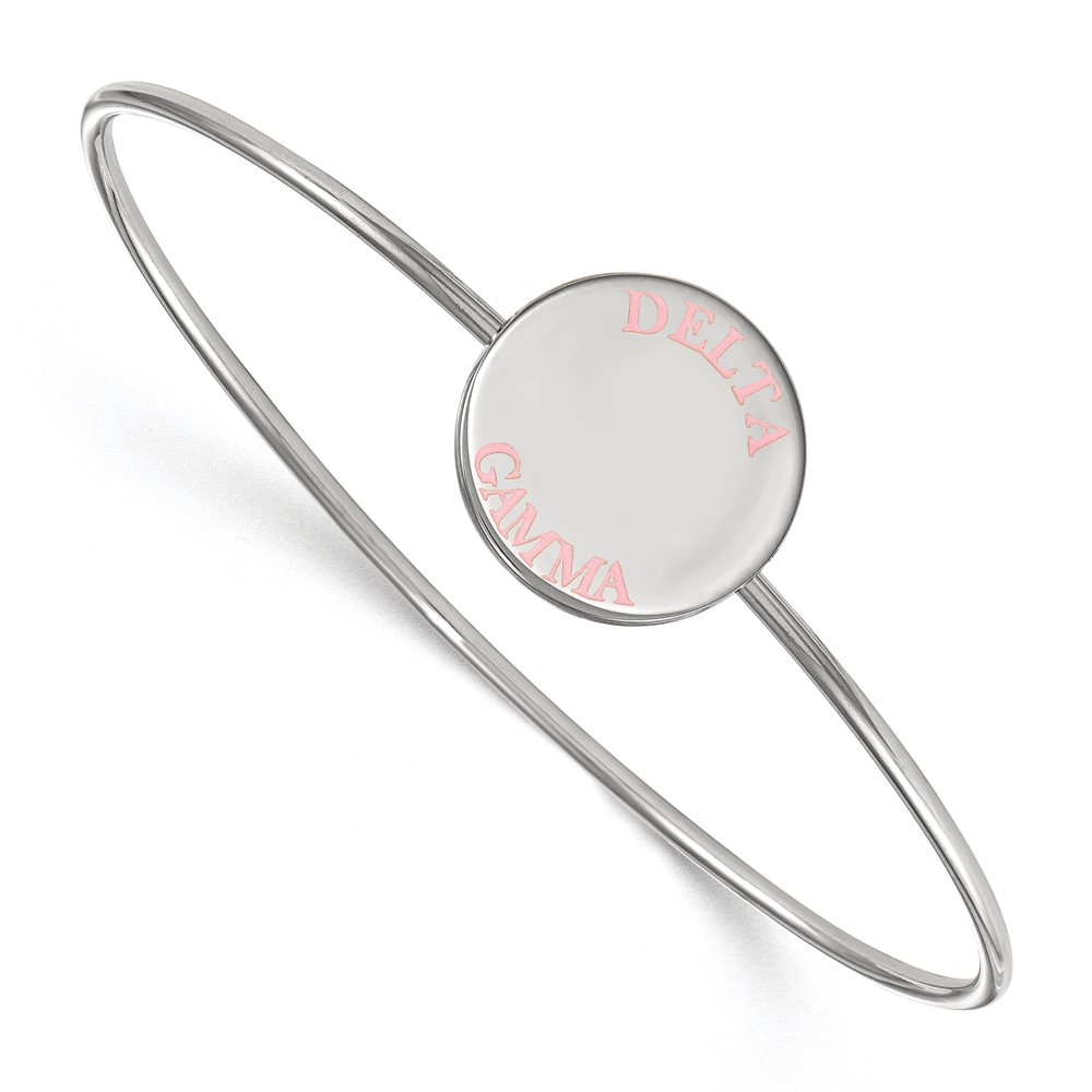 Sterling Silver Rh-plated LogoArt Delta Gamma Enameled Slip-on Bangle
