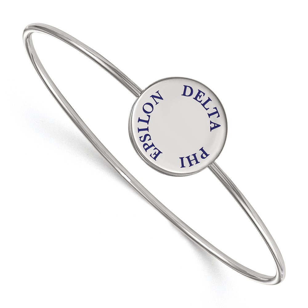 Sterling S. Rh-plated LogoArt Delta Phi Epsilon Enameled Slip-on Bangle