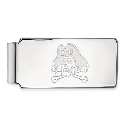 Sterling Silver Rhodium-plated LogoArt East Carolina University Pirate Money Clip