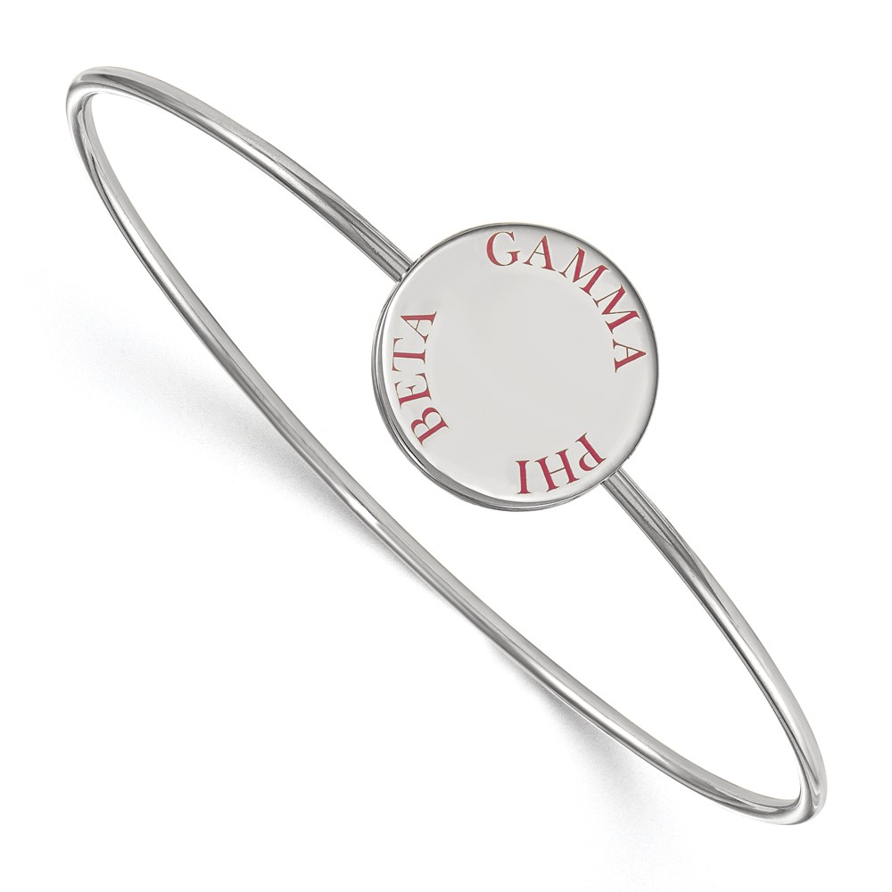 Sterling Silver Rh-plated LogoArt Gamma Phi Beta Enameled Slip-on Bangle