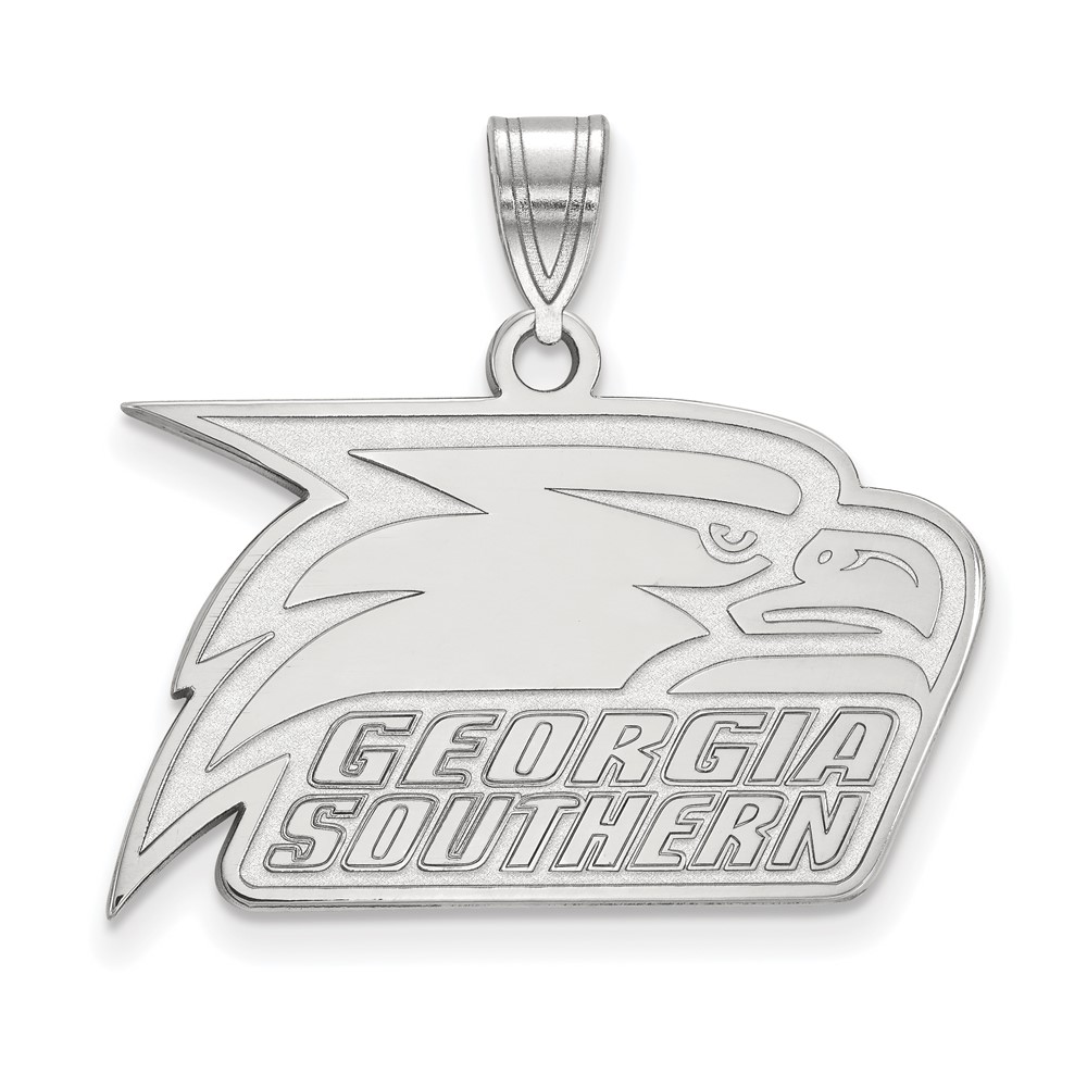 Sterling Silver Rhodium-plated LogoArt Georgia Southern University Eagle Medium Pendant