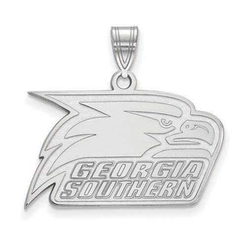 Sterling Silver Rhodium-plated LogoArt Georgia Southern University Eagle Medium Pendant
