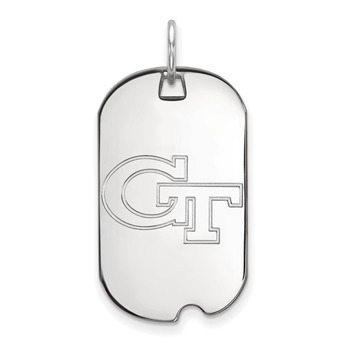 Sterling Silver Rhodium-plated LogoArt Georgia Institute of Technology G-t Small Dog Tag Pendant