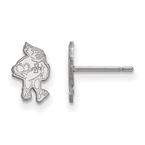 Sterling Silver Rhodium-plated LogoArt Iowa State University Cardinal Extra Small Post Earrings