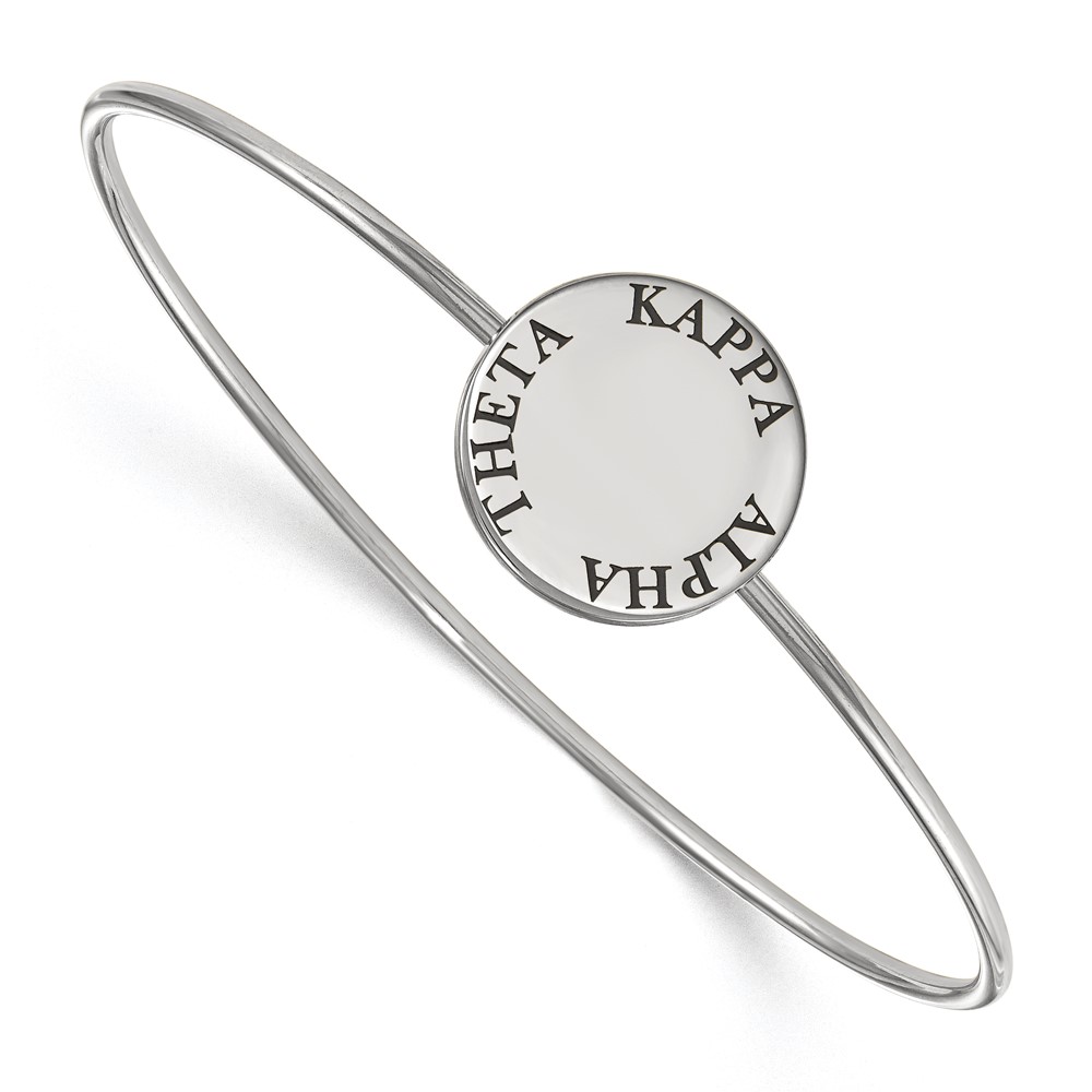 Sterling S. Rh-plated LogoArt Kappa Alpha Theta Enameled Slip-on Bangle