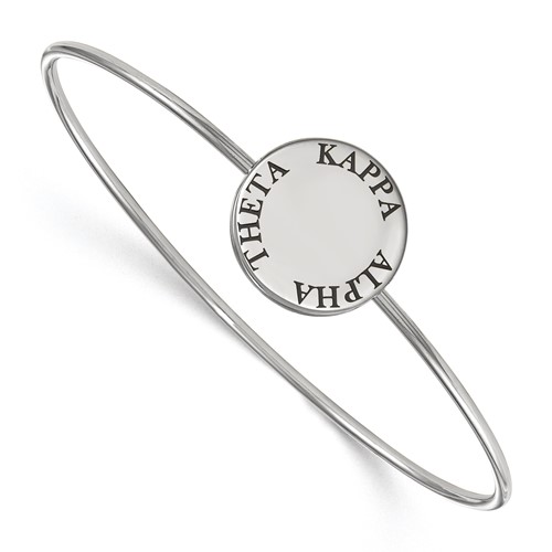 Sterling S. Rh-plated LogoArt Kappa Alpha Theta Enameled Slip-on Bangle