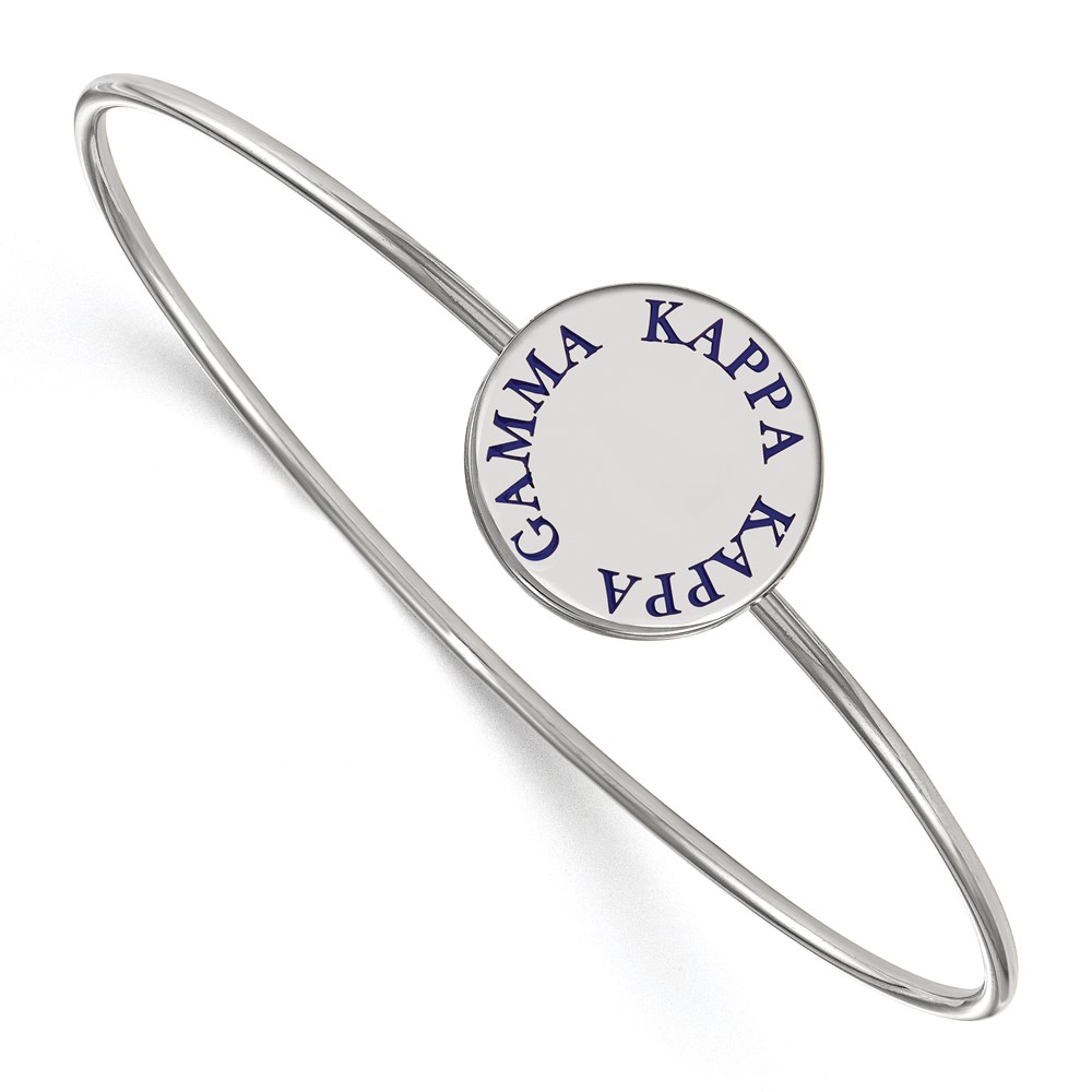 Sterling S. Rh-plated LogoArt Kappa Kappa Gamma Enameled Slip-on Bangle