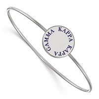Sterling S. Rh-plated LogoArt Kappa Kappa Gamma Enameled Slip-on Bangle view 1