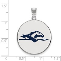 Sterling Silver Rhodium-plated LogoArt Longwood University Horse Extra Large Enameled Disc Pendant view 2
