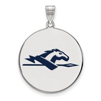 Sterling Silver Rhodium-plated LogoArt Longwood University Horse Extra Large Enameled Disc Pendant view 1