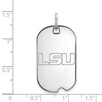 Sterling Silver Rhodium-plated LogoArt Louisiana State University L-s-u Small Dog Tag Pendant view 2