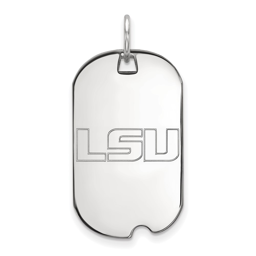Sterling Silver Rhodium-plated LogoArt Louisiana State University L-s-u Small Dog Tag Pendant