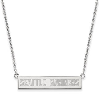 Sterling Silver Rhodium Plated Major League Baseball LogoArt Seattle Mariners Bar Necklace