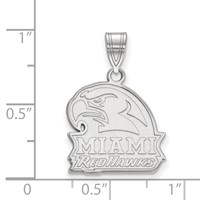 Sterling Silver Rhodium-plated LogoArt Miami University Ohio Redhawks Medium Pendant view 2