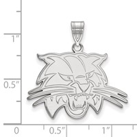 Sterling Silver Rhodium-plated LogoArt Ohio University Bobcat Large Pendant view 2