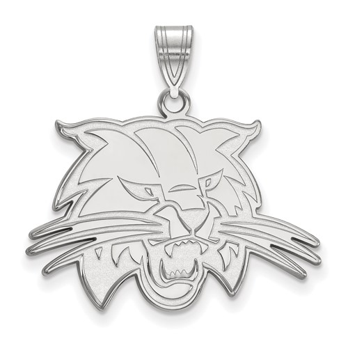 Sterling Silver Rhodium-plated LogoArt Ohio University Bobcat Large Pendant