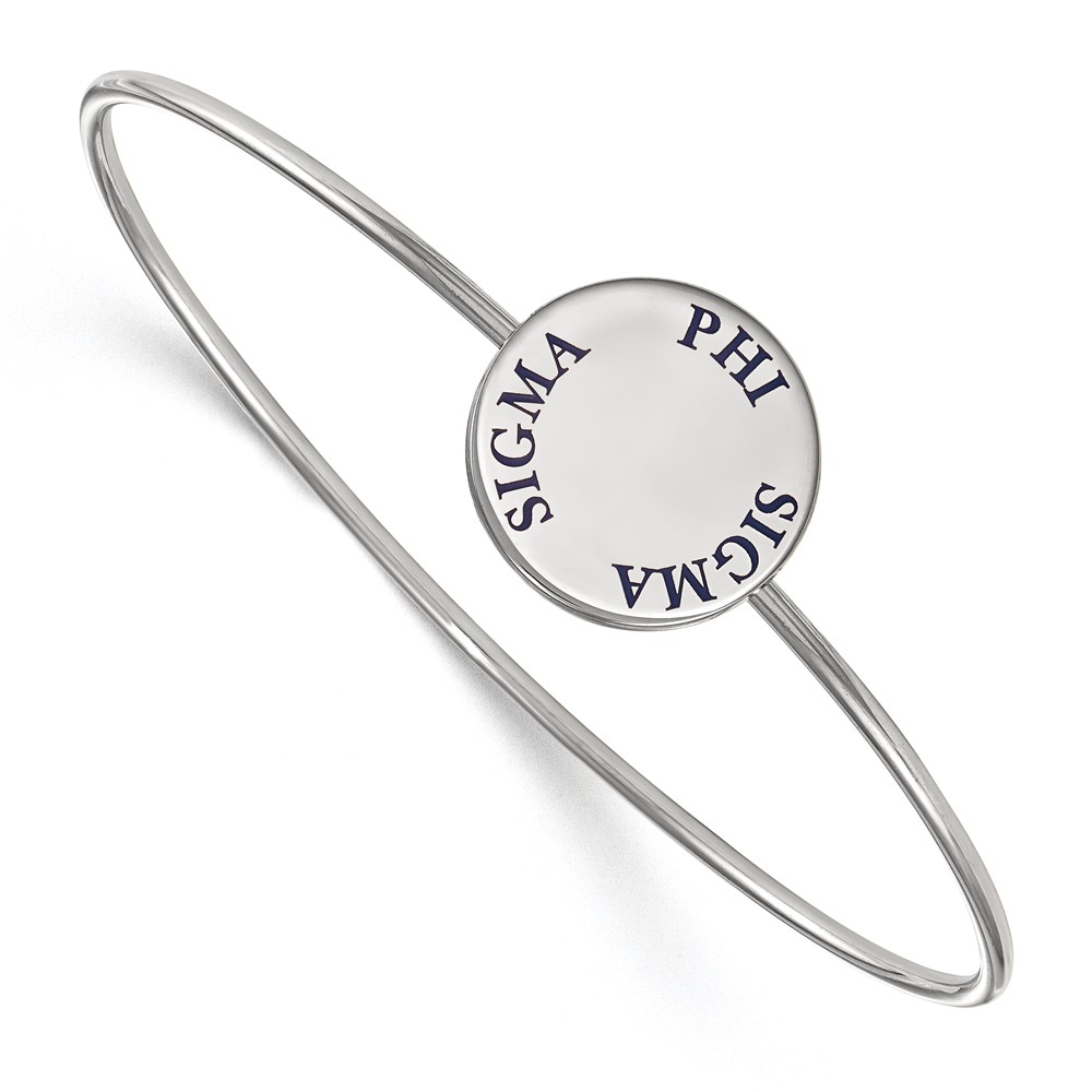Sterling Silver Rh-plated LogoArt Phi Sigma Sigma Enameled Slip-on Bangle