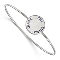 Sterling Silver Rh-plated LogoArt Phi Sigma Sigma Enameled Slip-on Bangle view 1