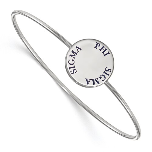 Sterling Silver Rh-plated LogoArt Phi Sigma Sigma Enameled Slip-on Bangle