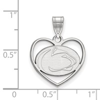 Sterling Silver Rhodium-plated LogoArt Penn State University Lion Heart Pendant view 2