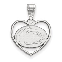 Sterling Silver Rhodium-plated LogoArt Penn State University Lion Heart Pendant view 1