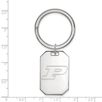 Sterling Silver Rhodium-plated LogoArt Purdue University Letter P Key Ring view 2