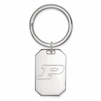 Sterling Silver Rhodium-plated LogoArt Purdue University Letter P Key Ring view 1