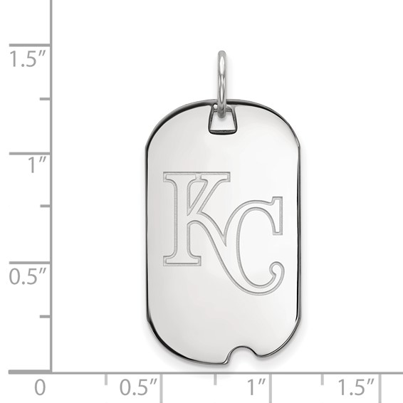 Sterling Silver Rhodium Plated Major League Baseball LogoArt Kansas City Royals Dog Tag