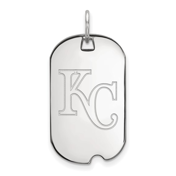 Sterling Silver Rhodium Plated Major League Baseball LogoArt Kansas City Royals Dog Tag