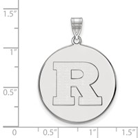 Sterling Silver Rhodium-plated LogoArt Rutgers University Letter R Extra Large Disc Pendant view 2