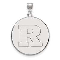 Sterling Silver Rhodium-plated LogoArt Rutgers University Letter R Extra Large Disc Pendant view 1