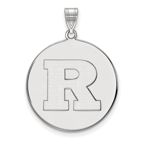 Sterling Silver Rhodium-plated LogoArt Rutgers University Letter R Extra Large Disc Pendant