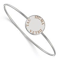 Sterling Silver Rh-plated LogoArt Sigma Delta Tau Enameled Slip-on Bangle view 1
