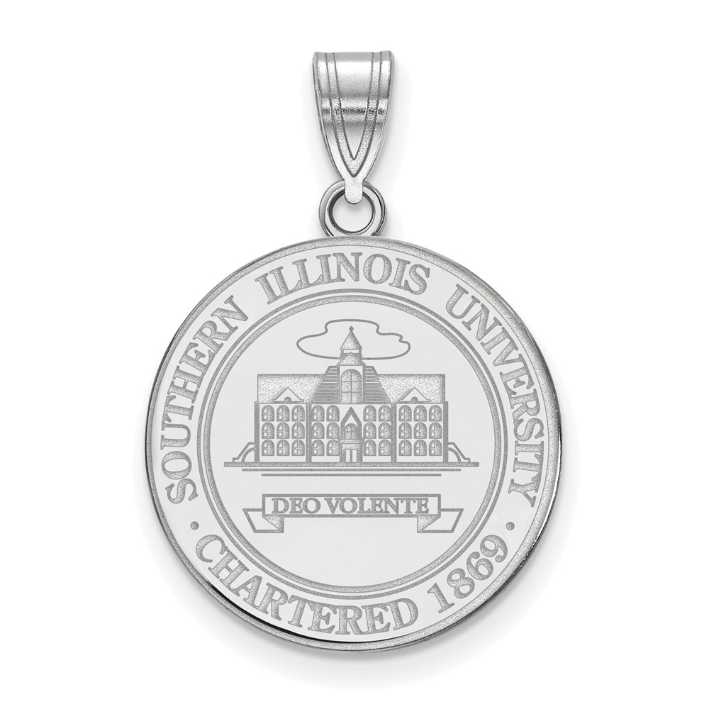 Sterling Silver Rhodium-plated LogoArt Southern Illinois University Large Crest Pendant