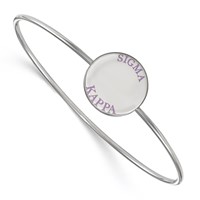 Sterling Silver Rh-plated LogoArt Sigma Kappa Enameled Slip-on Bangle view 1