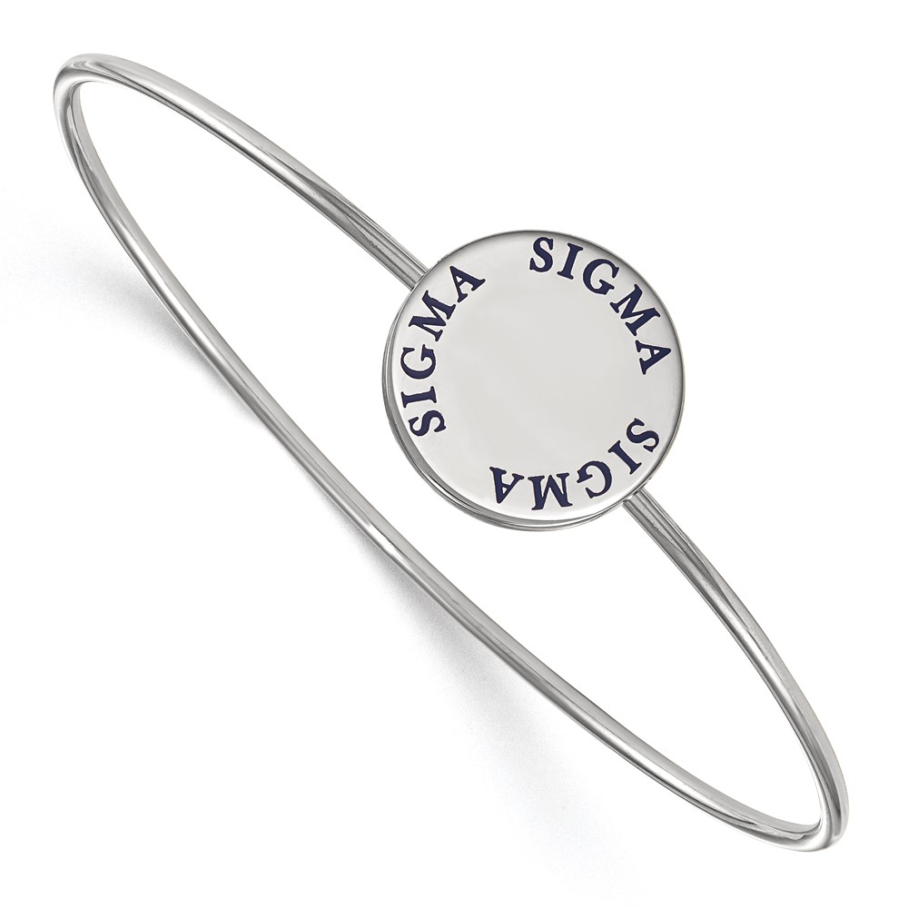 Sterling S. Rh-plated LogoArt Sigma Sigma Sigma Enameled Slip-on Bangle