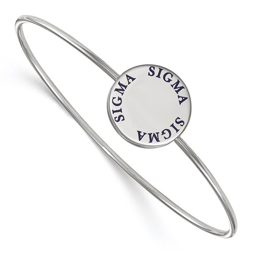 Sterling S. Rh-plated LogoArt Sigma Sigma Sigma Enameled Slip-on Bangle