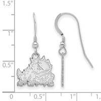 Sterling Silver Rhodium-plated LogoArt Texas Christian University Horned Frog Small Dangle Wire Earrings view 2