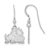 Sterling Silver Rhodium-plated LogoArt Texas Christian University Horned Frog Small Dangle Wire Earrings view 1
