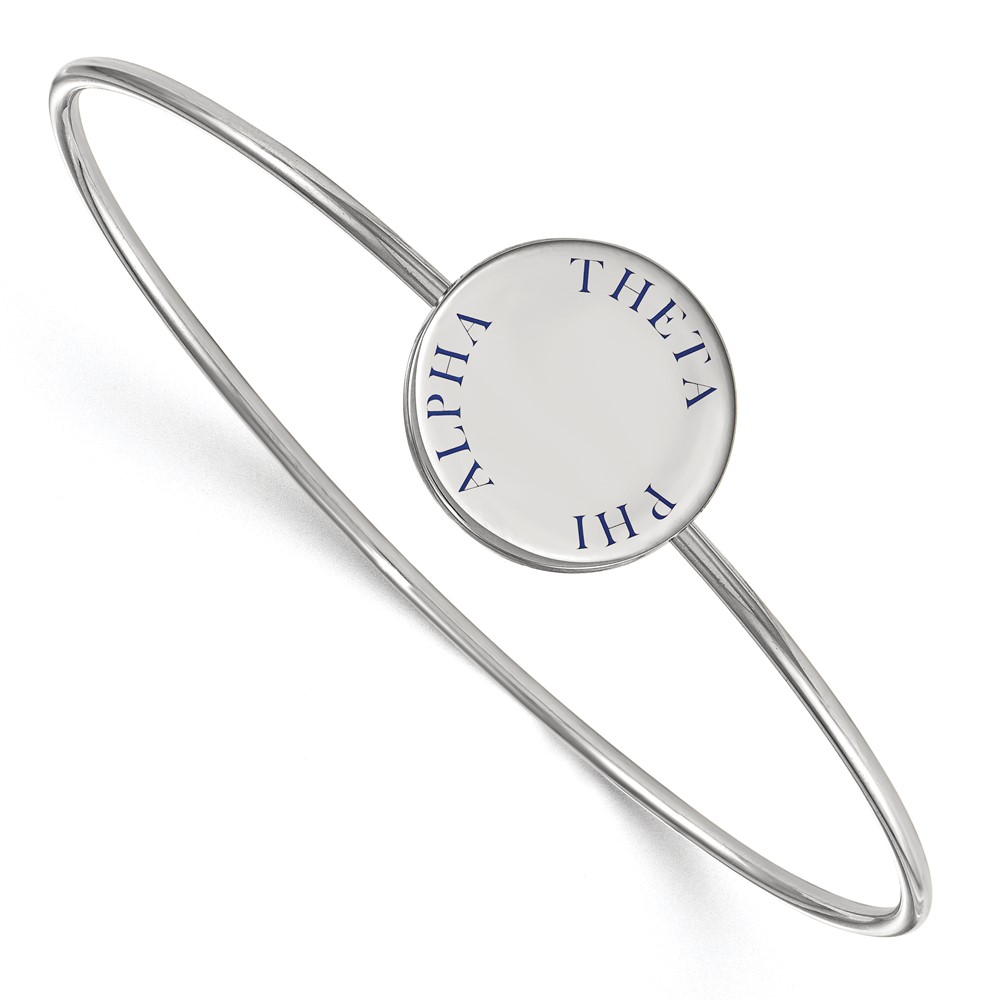 Sterling Silver Rh-plated LogoArt Theta Phi Alpha Enameled Slip-on Bangle