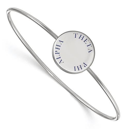 Sterling Silver Rh-plated LogoArt Theta Phi Alpha Enameled Slip-on Bangle