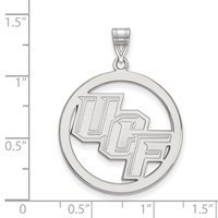 Sterling Silver Rhodium-plated LogoArt University of Central Florida U-c-f Extra Large Circle Pendant view 2
