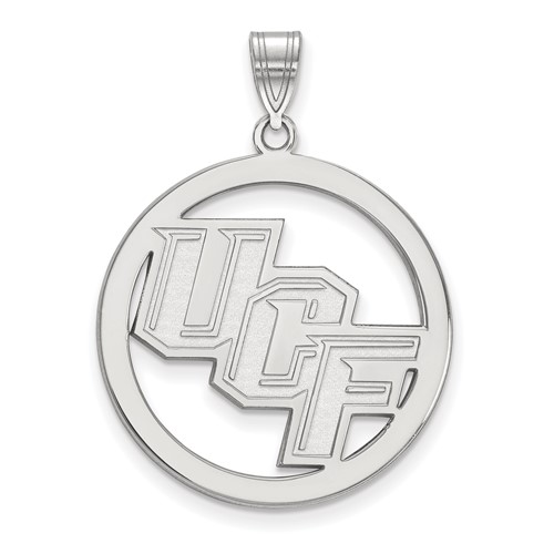 Sterling Silver Rhodium-plated LogoArt University of Central Florida U-c-f Extra Large Circle Pendant