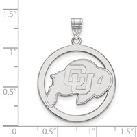Sterling Silver Rhodium-plated LogoArt University of Colorado Buffalo Extra Large Circle Pendant view 2