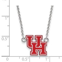 Sterling Silver Rhodium-plated LogoArt University of Houston U-h Small Enameled Pendant Necklace, 18" view 2